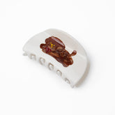itschelchels Lost Lemons Collection Cute Animal & Floral Hair Claw - Brown Puppy Hair Claw Premium Acetate Shark Clip, Interlocking Strong Hold Hair Accessories