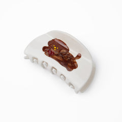 itschelchels Lost Lemons Collection Cute Animal & Floral Hair Claw - Brown Puppy Hair Claw Premium Acetate Shark Clip, Interlocking Strong Hold Hair Accessories